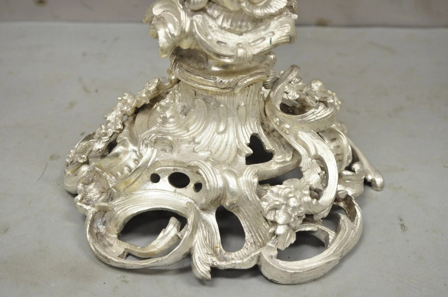 Antique French Rococo Silver Plated Cherub Dome Centerpiece Fruit Bowls - Pair