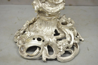 Antique French Rococo Silver Plated Cherub Dome Centerpiece Fruit Bowls - Pair