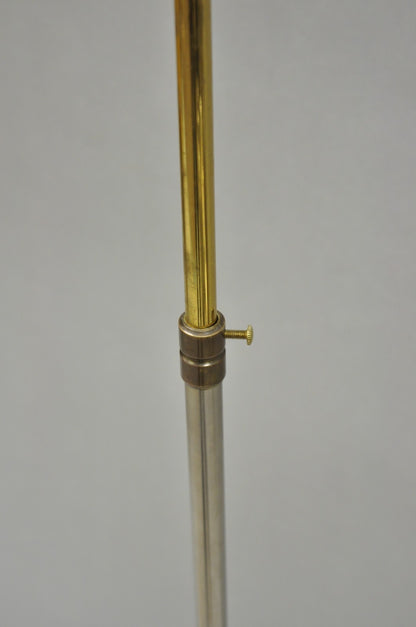 Vintage Maison Jansen Style Neoclassical Steel and Brass Adjustable Floor Lamp
