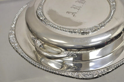 Vintage English Victorian EPC Silver Plated Lidded Dome Serving Platter Engraved