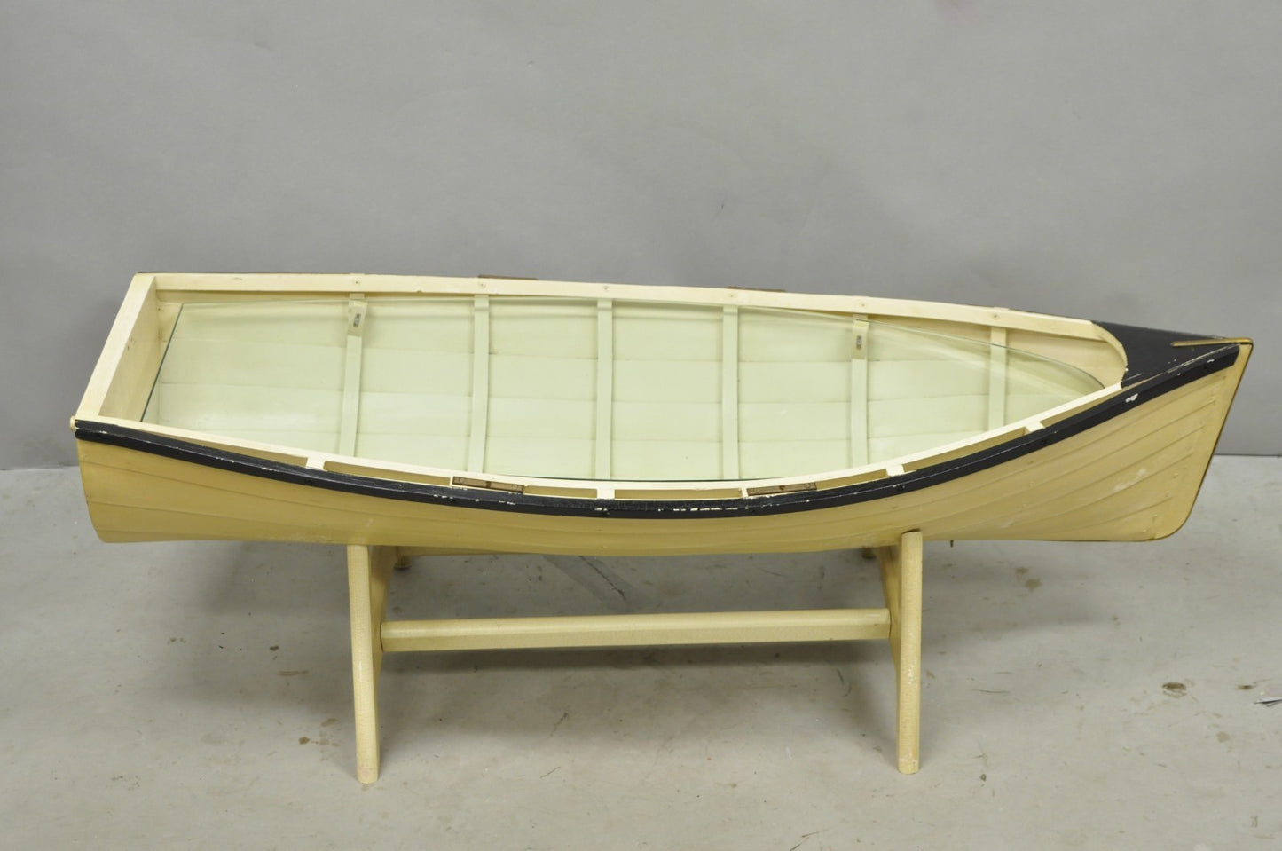 Vintage Style Dory Row Boat Nautical Bookshelf / Table By Authentic Models