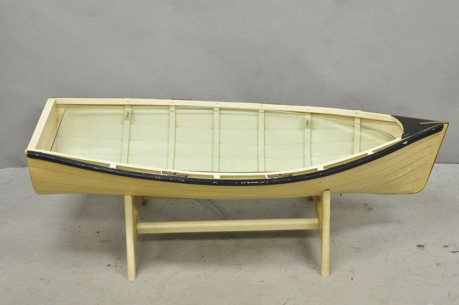 Vintage Style Dory Row Boat Nautical Bookshelf / Table By Authentic Models