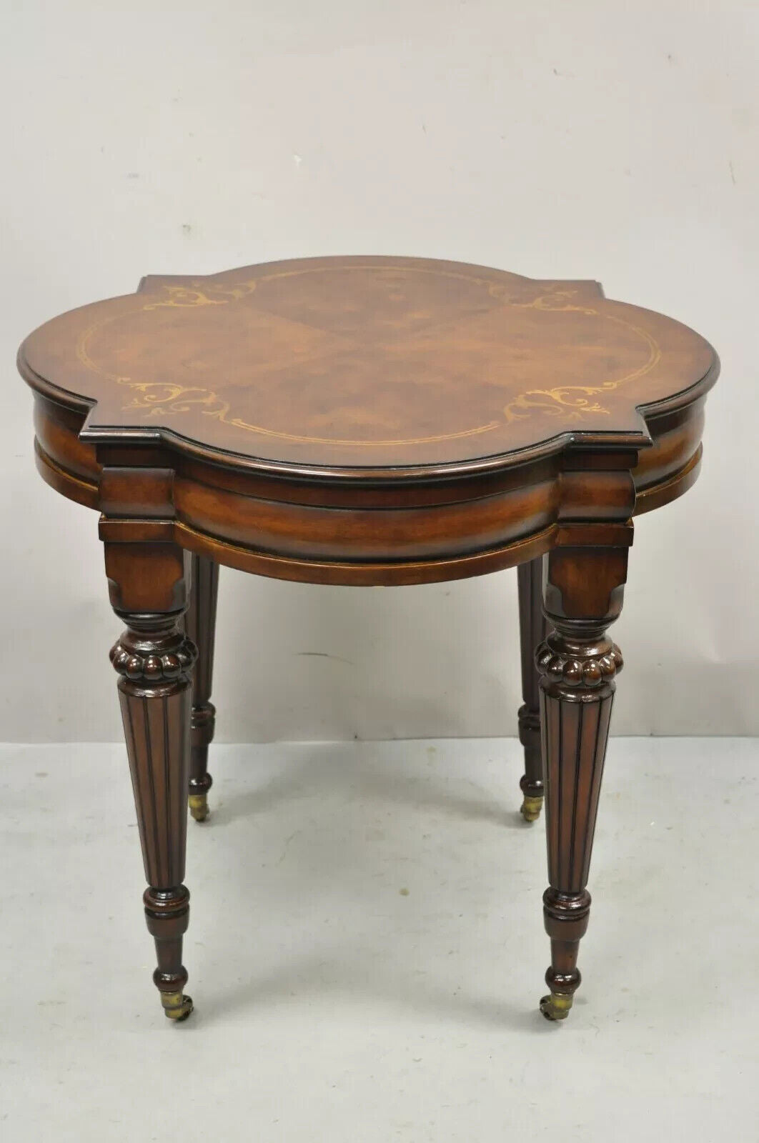 Ethan Allen Italian Mediterranean Style Marquetry Inlay Accent Side Center Table