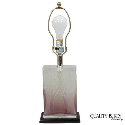 Mid Century Modern Acrylic Lucite Purple "Tree of Life" Small Cube Table Lamp