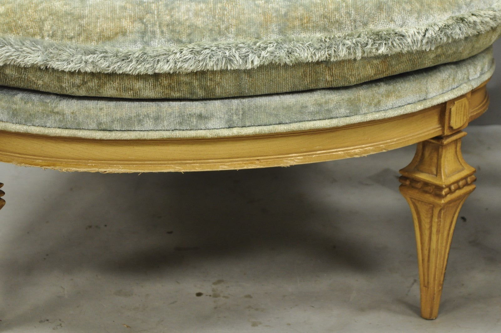 Vintage Hollywood Regency Low Barrel Back Cream Painted Club Lounge Chairs, Pair