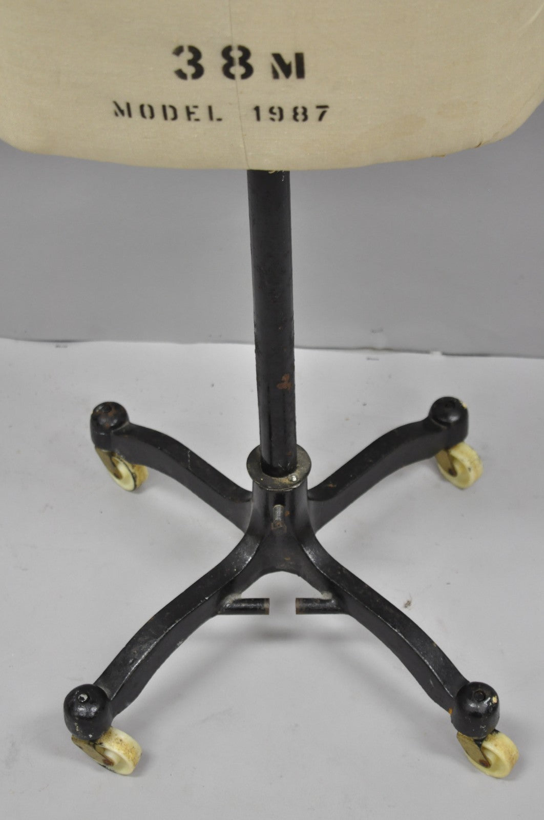 Vintage Modern Model Forms Dress Form Model 1987 Sz 38M on Cast Iron Base Stand