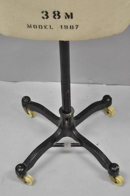 Vintage Modern Model Forms Dress Form Model 1987 Sz 38M on Cast Iron Base Stand