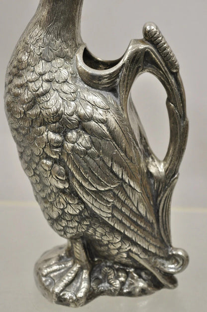 Vintage Figural Duck Mallard Silver Plated Water Pitcher Decanter by Alpaca