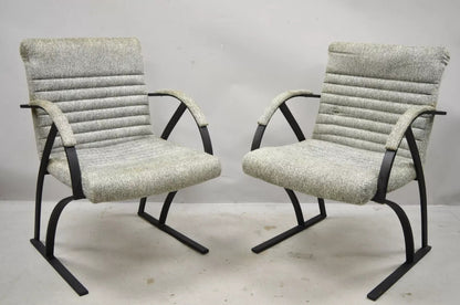 Vintage Mid Century Art Deco Metal Lounge Arm Chairs by Cal-Style (A) - a Pair