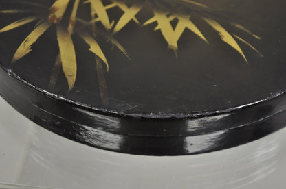 Vintage Japanese Porcelain Sweet Meat Serving Dish Set in Black Lacquer Box