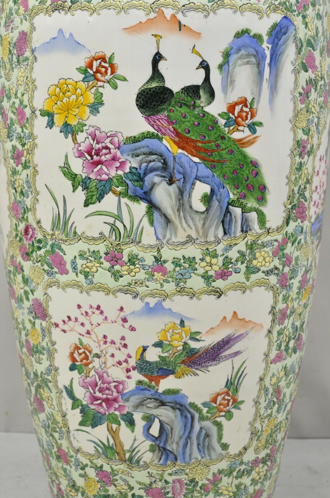 Vintage Chinese Export 49 Large Peacock Rose Medallion Porcelain Palace Urn Vase