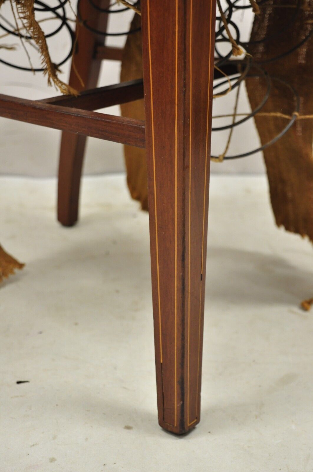 Antique Edwardian Mahogany Side Chair with Pencil and Pinwheel Inlay