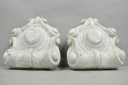 Antique Neoclassical Carved Marble Mantel Keystone Architectural Element - Pair