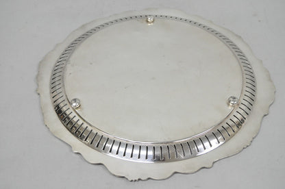 Vintage Baroque by Wallace Silver Plated Round Footed Serving Platter Bar Tray