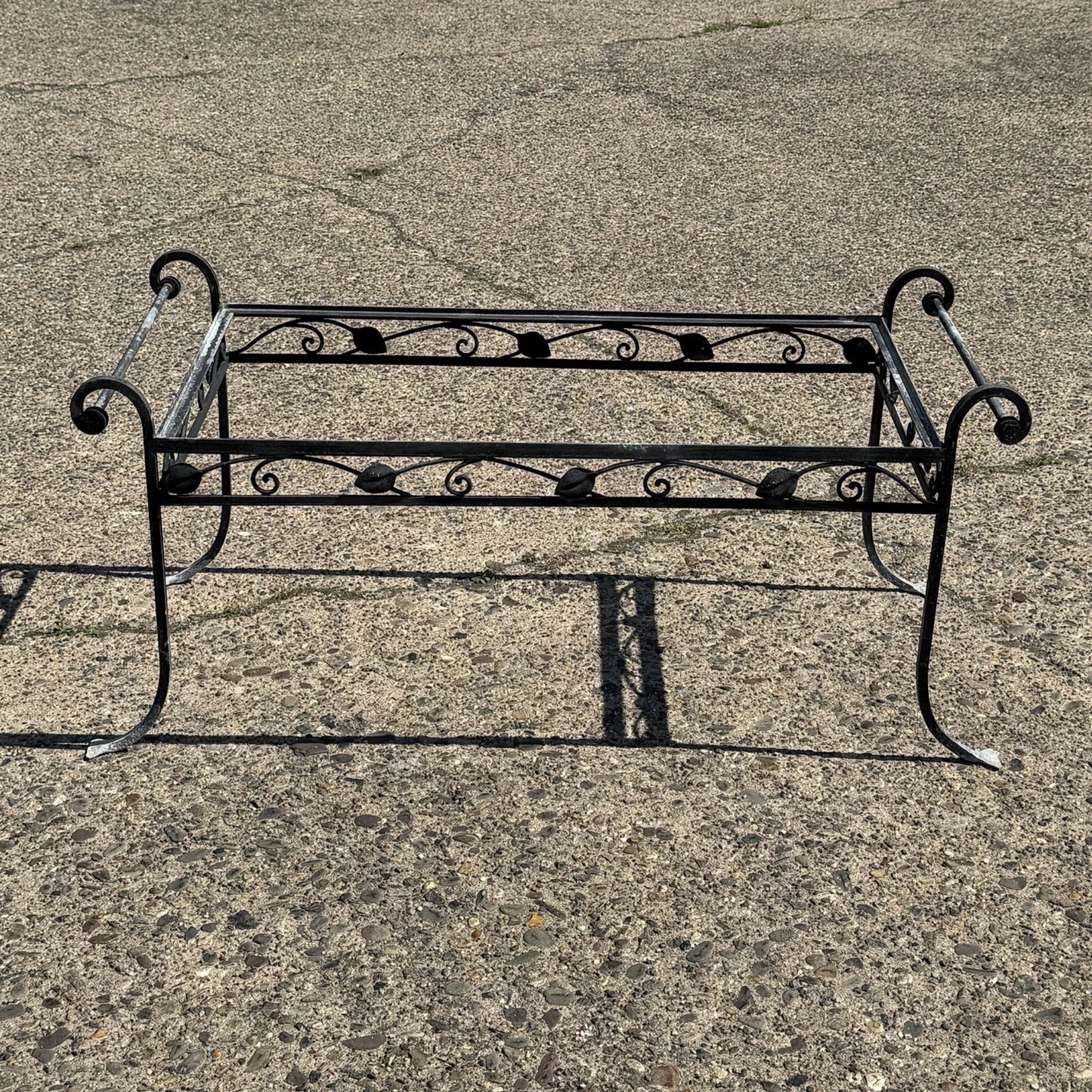 Vintage Salterini Art Nouveau Wrought Iron Garden Patio Rectangular Coffee Table