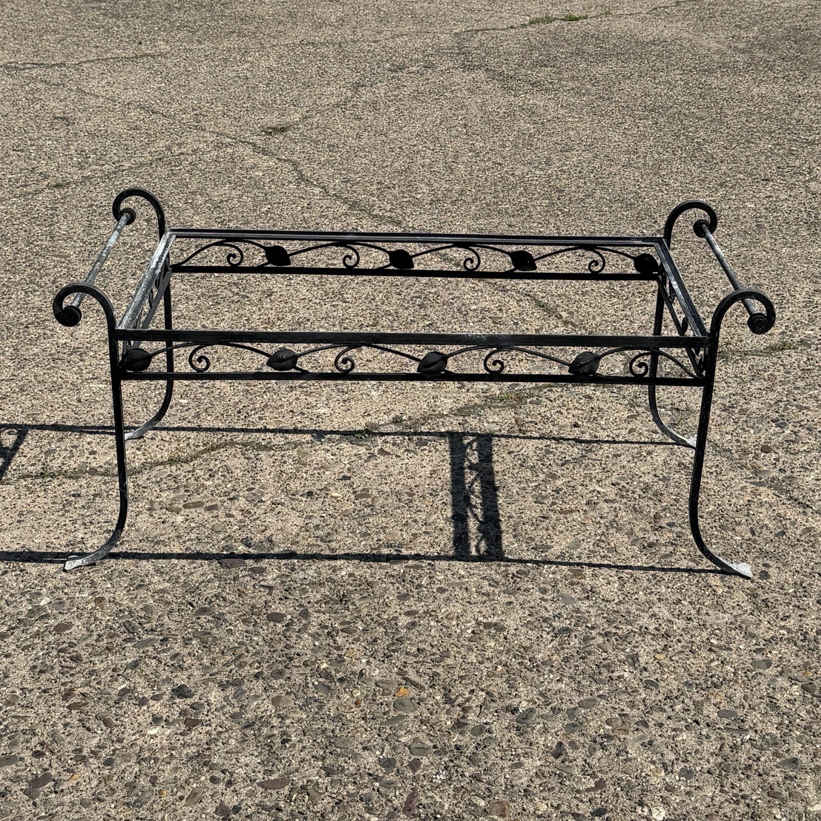 Vintage Salterini Art Nouveau Wrought Iron Garden Patio Rectangular Coffee Table
