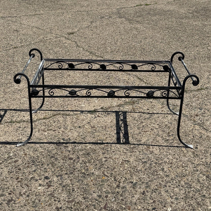Vintage Salterini Art Nouveau Wrought Iron Garden Patio Rectangular Coffee Table
