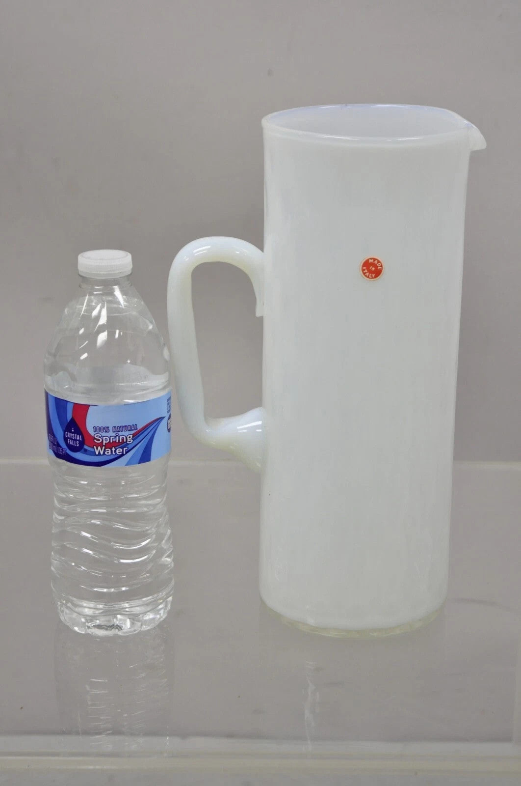Vintage Murano White Italian Venetian Mid Century Modern Glass Water Pitcher