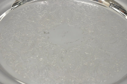Vintage Oneida Victorian Style 12" Round Silver Plated Serving Platter Bar Tray