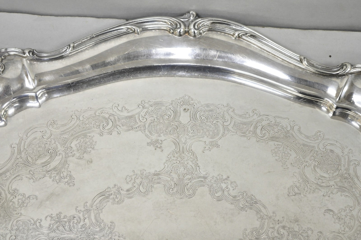 Antique Gorham Silver Plated Victorian Oval Butlers Serving Platter Bar Tray
