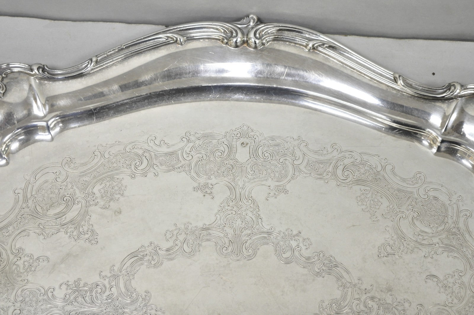 Antique Gorham Silver Plated Victorian Oval Butlers Serving Platter Bar Tray