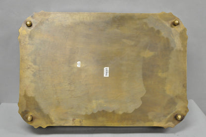 Contemporary Large Burnished Brass Serving Platter Butlers Bar Tray on Feet