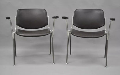 Giancarlo Piretti Castelli Italian Mid Century Modern Brown Arm Chairs - a Pair