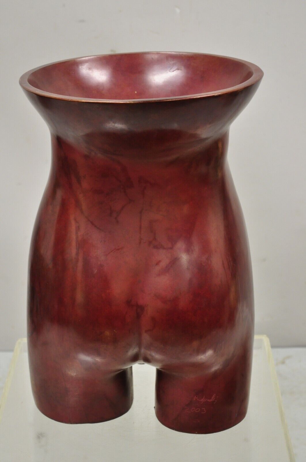 Gary Spradling (1951-2006) Bronze Nude Female Torso Art Sculpture Burnished Red