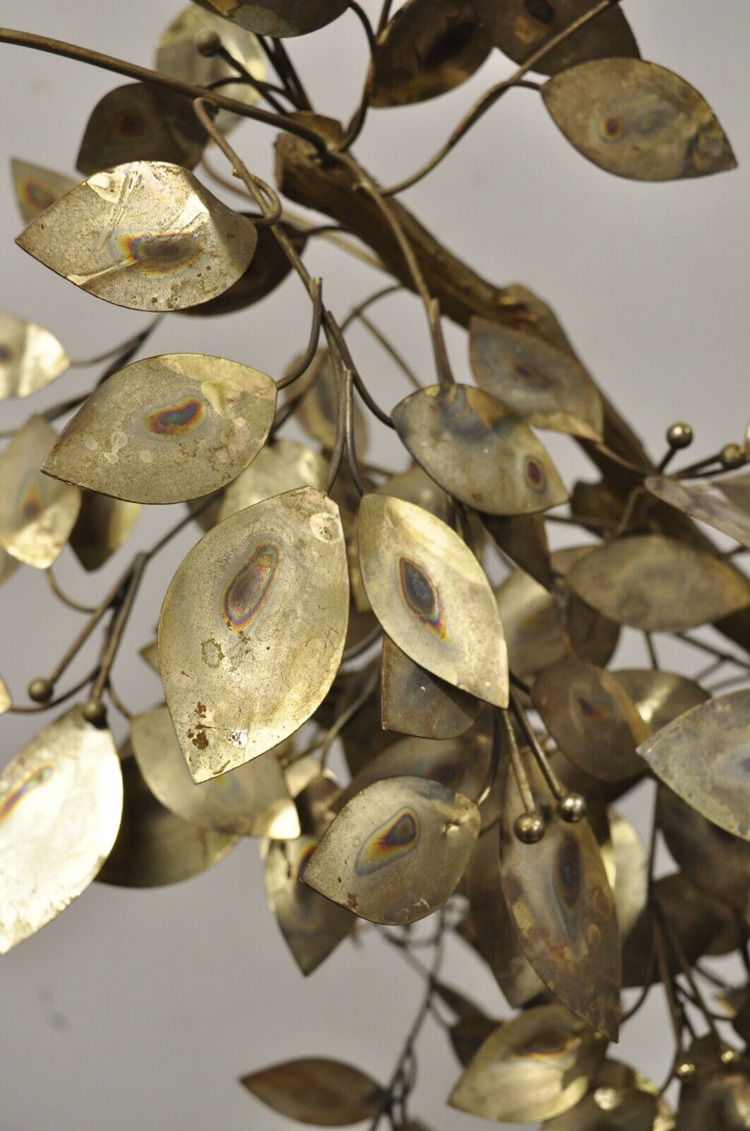 Vintage Mid Century Modern Curtis Jere Style Brutalist Brass Tree Sculpture