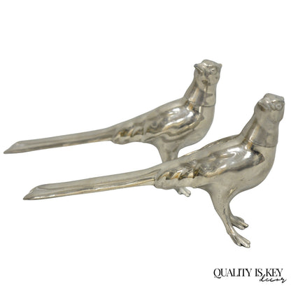 Vintage Pheasant Bird Silver Plated Figurine Salt & Pepper Shakers - a Pair