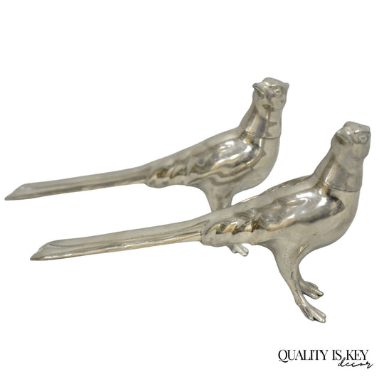 Vintage Pheasant Bird Silver Plated Figurine Salt & Pepper Shakers - a Pair