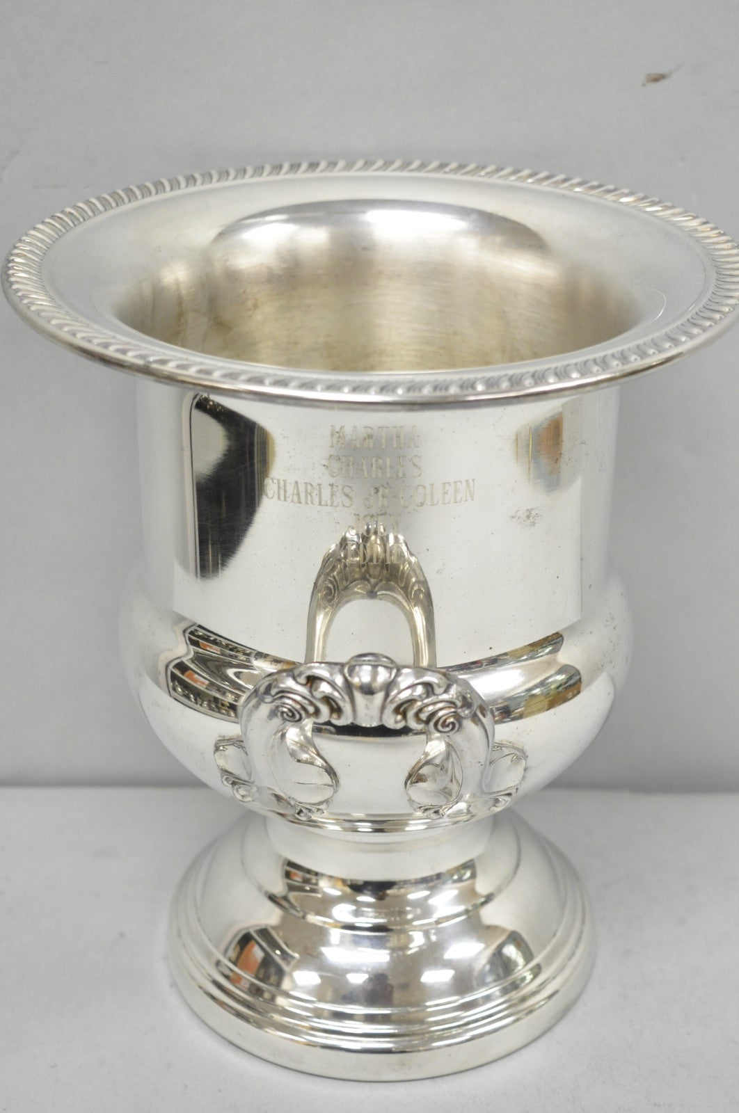 Vintage Leonard Silver Plated Trophy Cup Champagne Chiller Ice Bucket Engraved