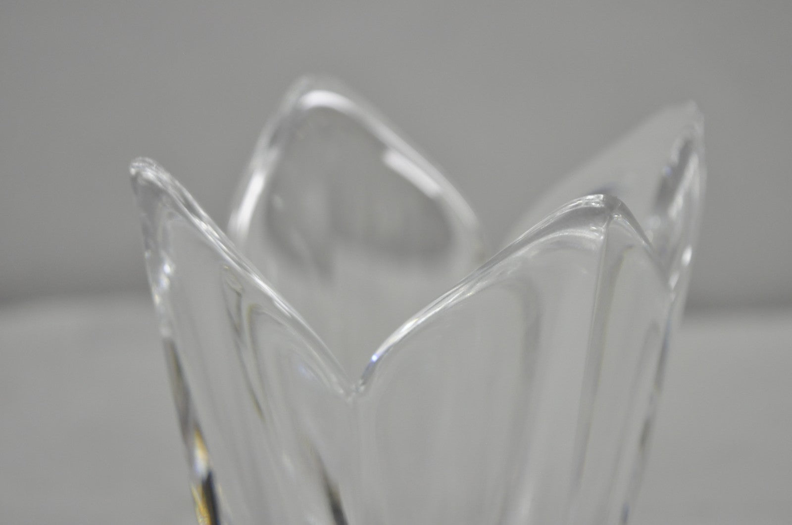 Vintage 6" Orrefors Sweden Lotus Flower Crystal Glass 4 Petal Vase