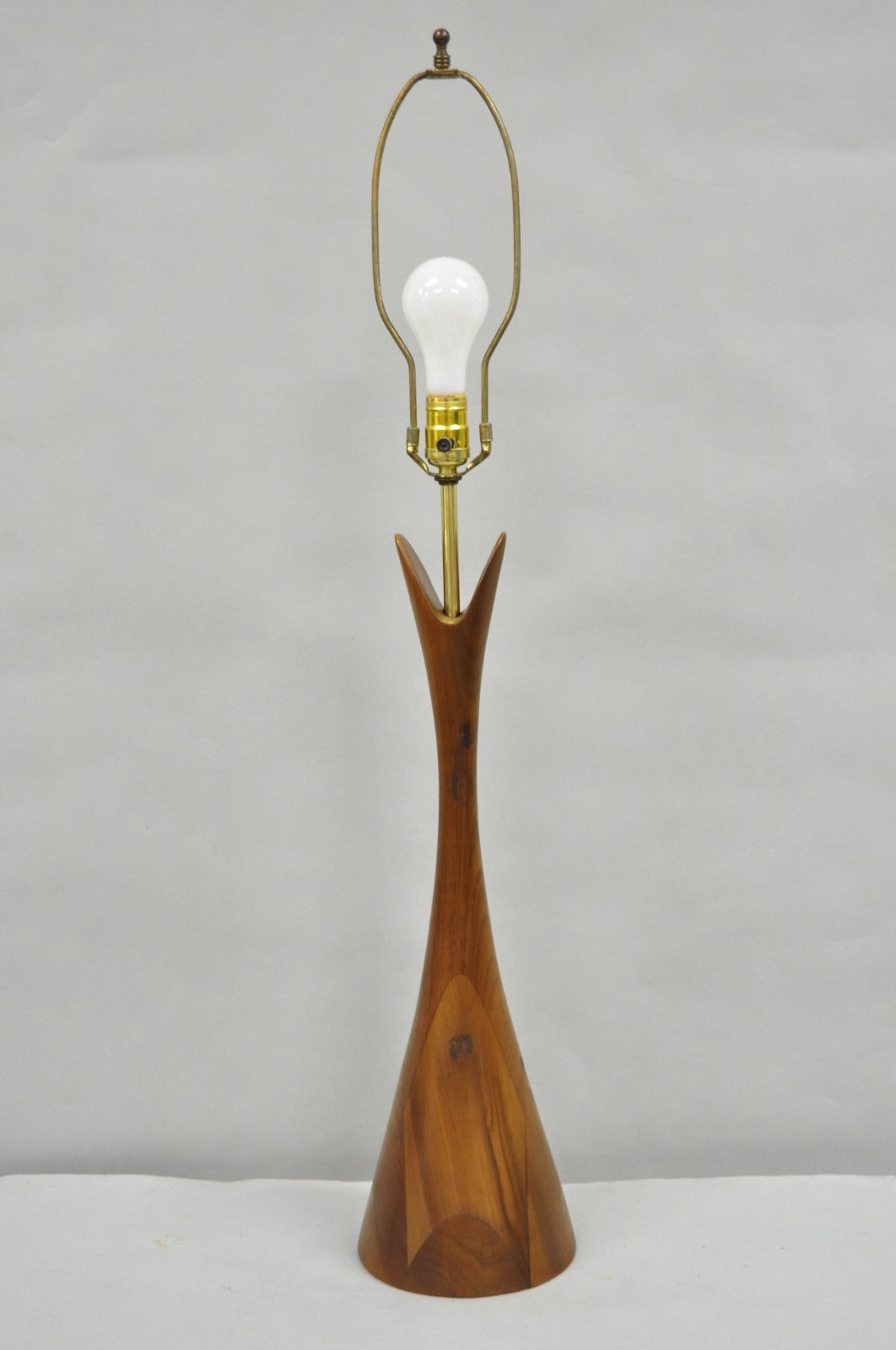 Vintage Mid Century Modern Sculptural Walnut Wood Danish Modernist Table Lamp