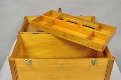 Vintage Arts & Crafts Custom Handmade Large Wooden Tool Chest Tool Box