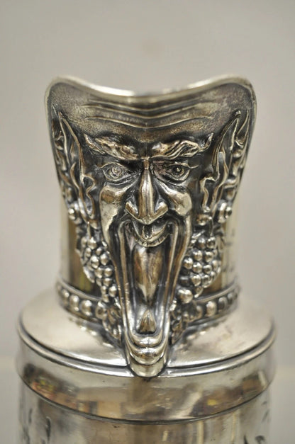 Antique James W. Tufts Renaissance "Bacchus" Silver Plated Water Wine Pitcher