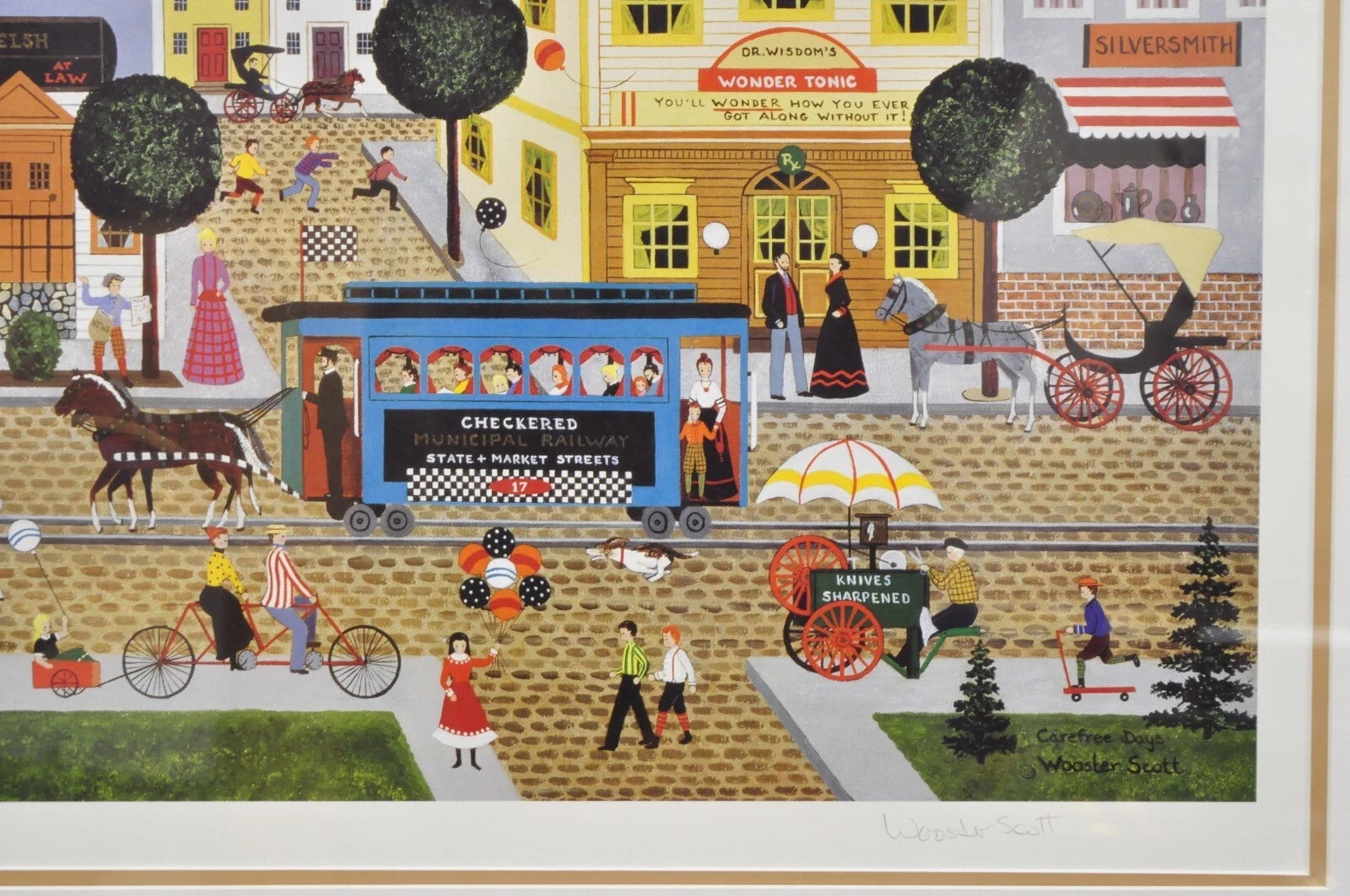 Jane Wooster Scott Signed and Numbered Serigraph Framed Art "Carefree Days"