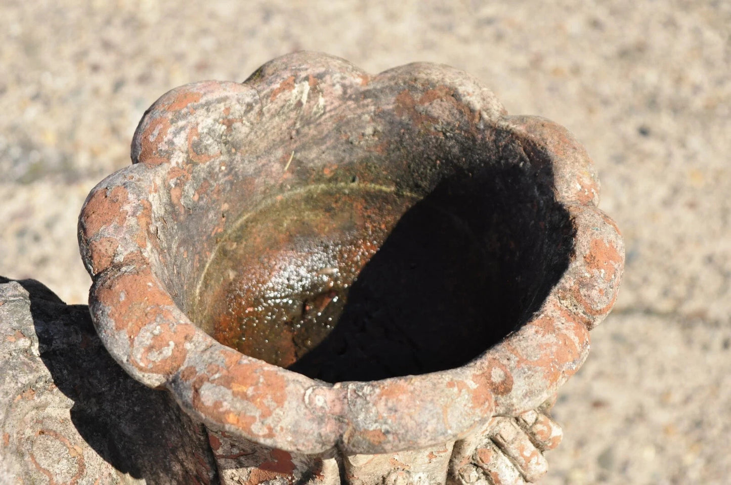 Vintage Cast Terracotta Figural 28" Cherub Putti Garden Planter Pots - a Pair