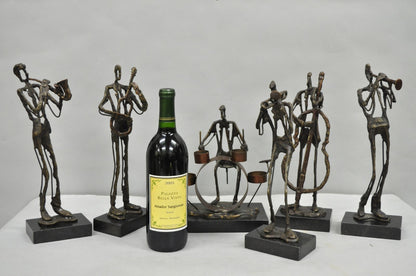 Contemporary Brutalist Style Bronze & Marble Jazz Musician Band Figures 6 Pc Set