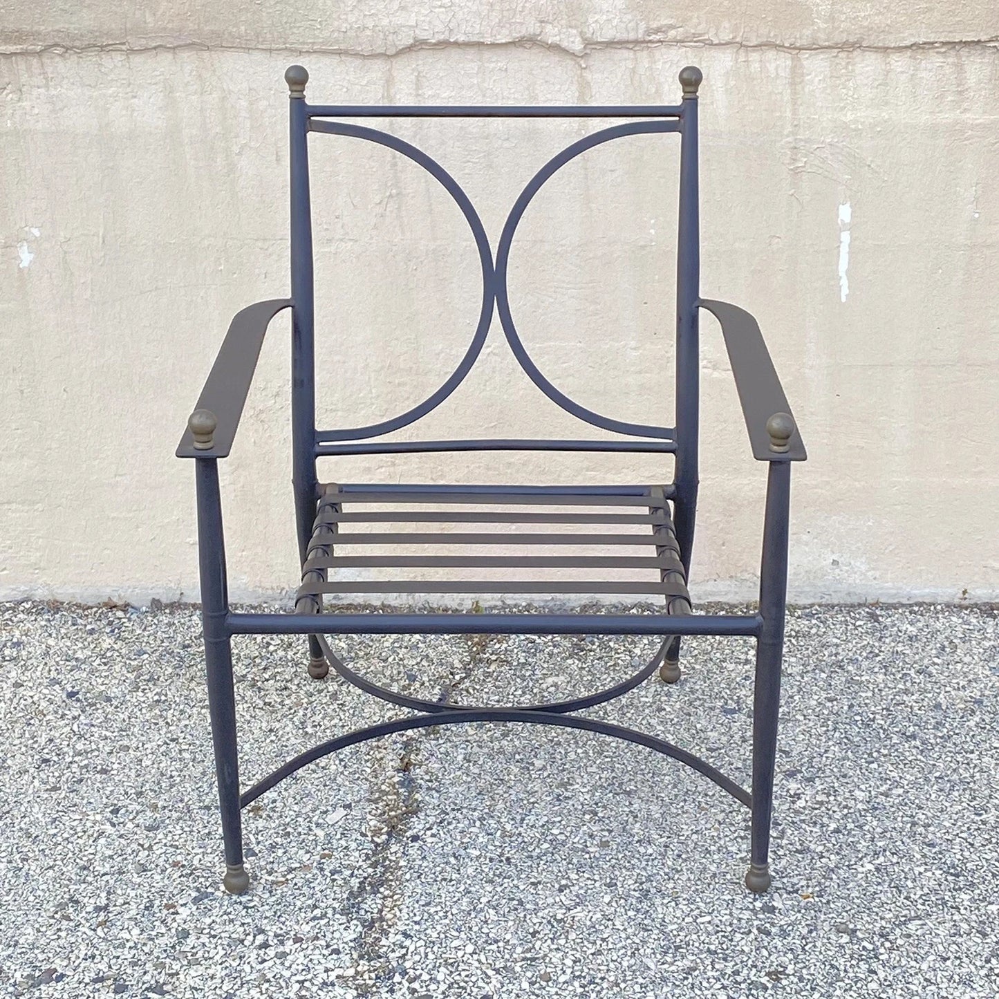 Neoclassical Regency Aluminum & Steel Metal Outdoor Patio Arm Chair - Set of 4