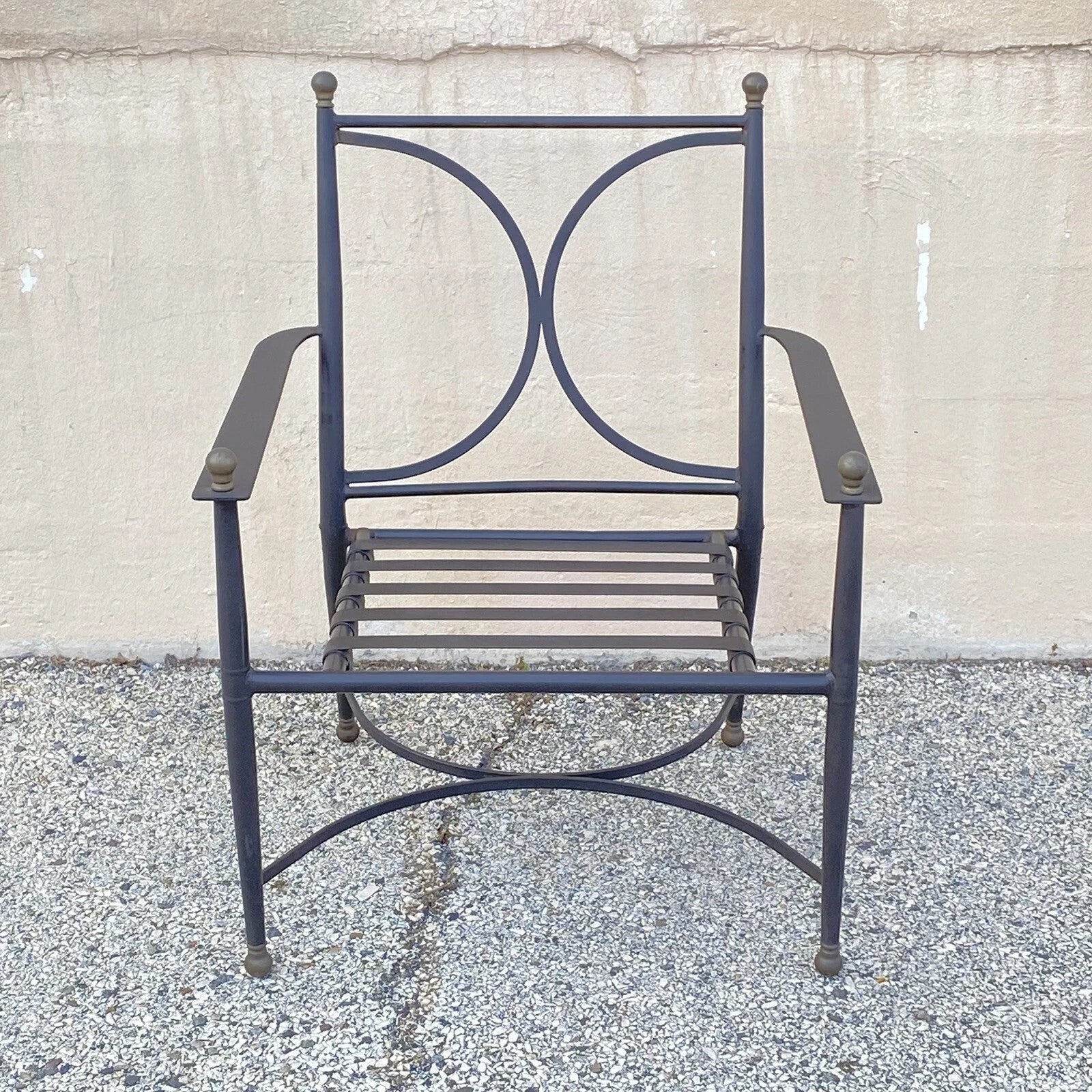 Neoclassical Regency Aluminum & Steel Metal Outdoor Patio Arm Chair - Set of 4