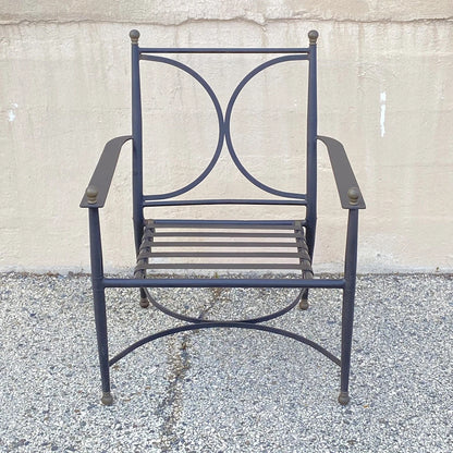 Neoclassical Regency Aluminum & Steel Metal Outdoor Patio Arm Chair - Set of 4