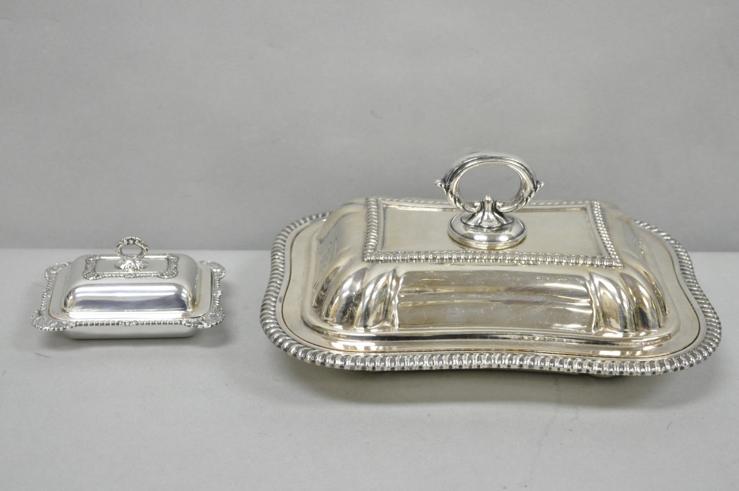 Vintage Miniature Sheffield England Silver Plated Covered Serving Dish Platter