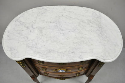 Antique French Louis XV Style Marble Top Bronze Ormolu Bombe Commode Nightstand