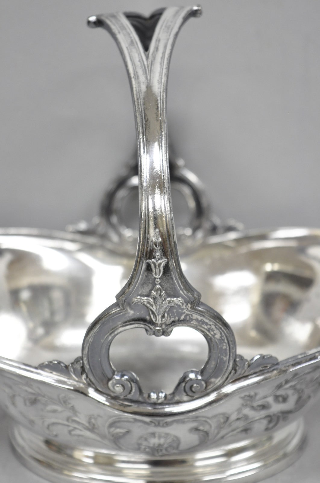 Antique Christofle Gallia French Art Nouveau Silver Plated Fruit Basket w Handle