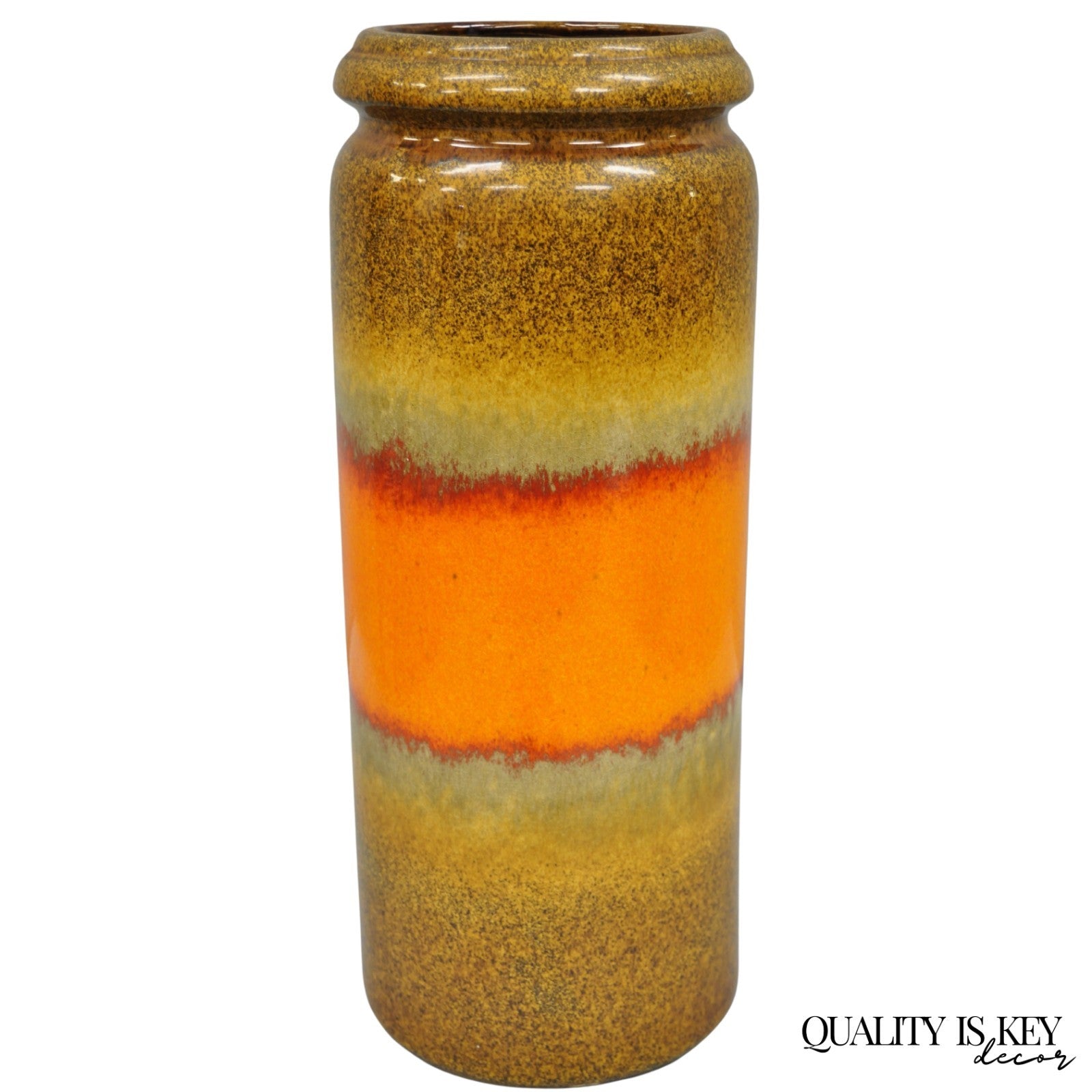 Vintage Scheurich Keramik Orange Mid Century Modern 17" Tall Vase W. Germany