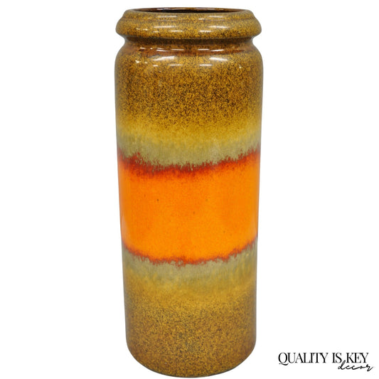 Vintage Scheurich Keramik Orange Mid Century Modern 17" Tall Vase W. Germany