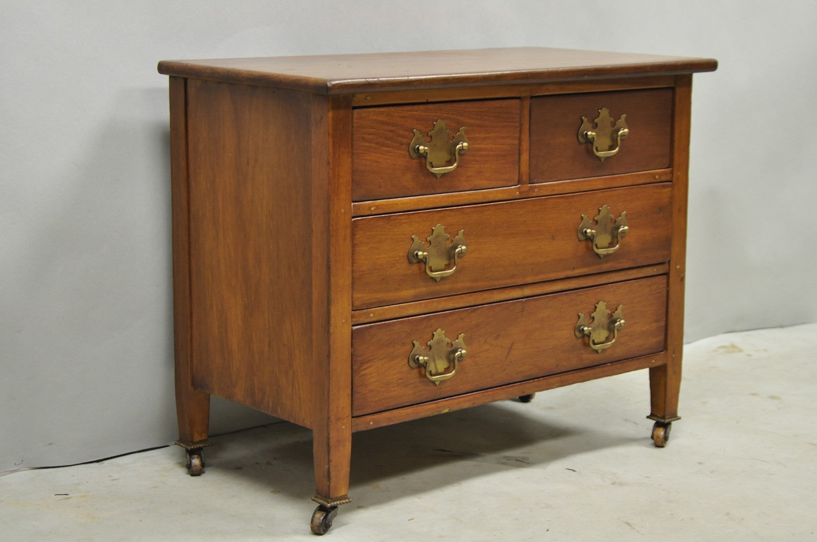 Antique Walnut Miniature Salesman Sample Small Chippendale Chest of Drawers