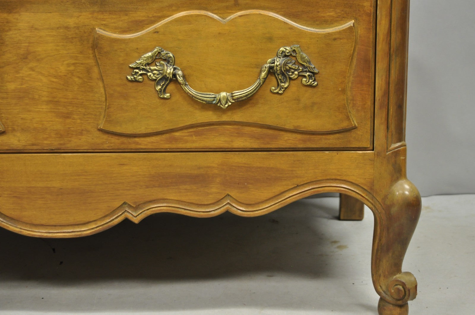 Vintage French Country Provincial Walnut Fruitwood Tall Chest Dresser Cabinet