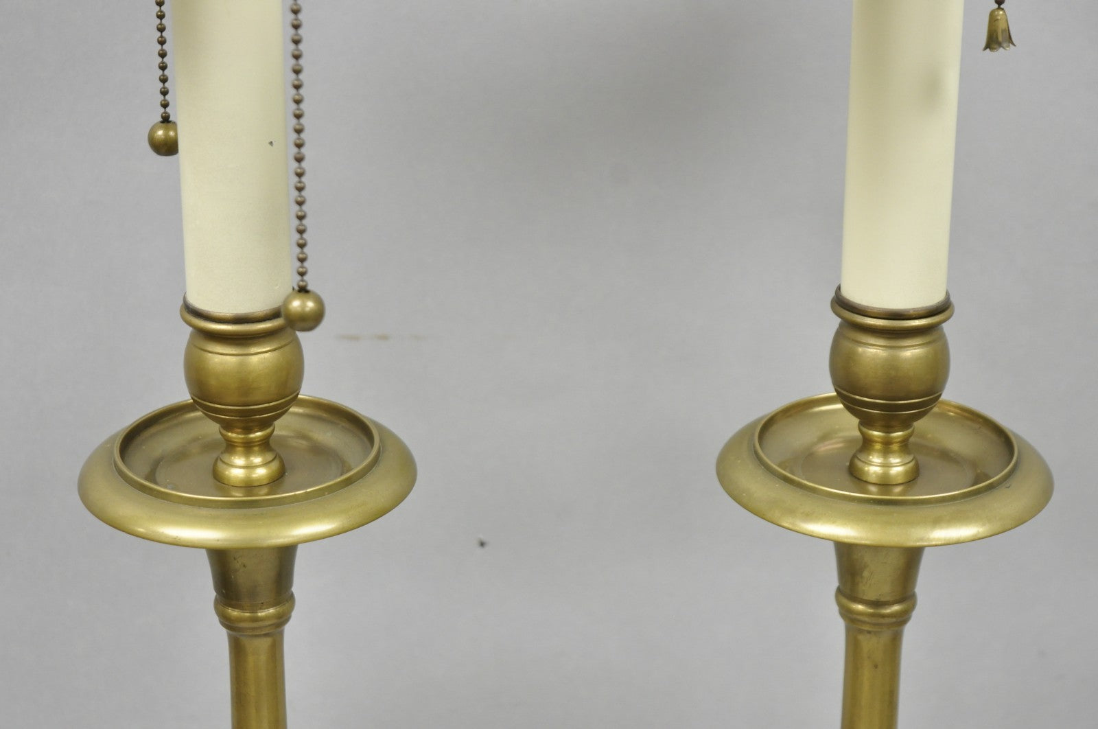 Vintage Federal Style Brass Candlestick Urn Form Table Lamps, Japan - a Pair
